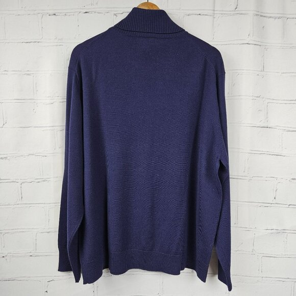 Banana Republic Extra Fine Italian Merino Wool Turtleneck Sweater Mens XXL Blue - Picture 3 of 12